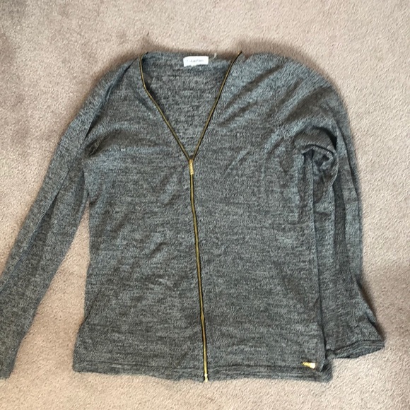 Heather Gray Cardigan w/ Gold Zipper - Picture 1 of 1